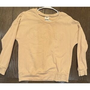 Mama Embroidered Sweatshirt – Handmade – Peach/Beige – Women's (Small)